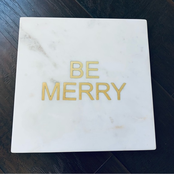 "Be Merry" Christmas Inlayed Marble Cheese Charcuterie Board - Threshold - Picture 3 of 9